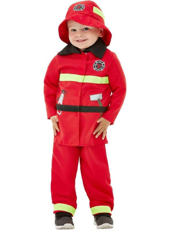 Image of Fierce Red Fire Fighter Toddler Boys Costume - Front Image