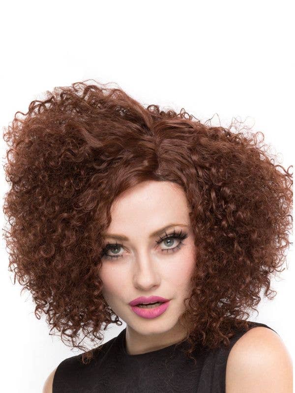 Disco Diva Women's Deluxe Lace Front Brown Curly Fashion Wig Main Image