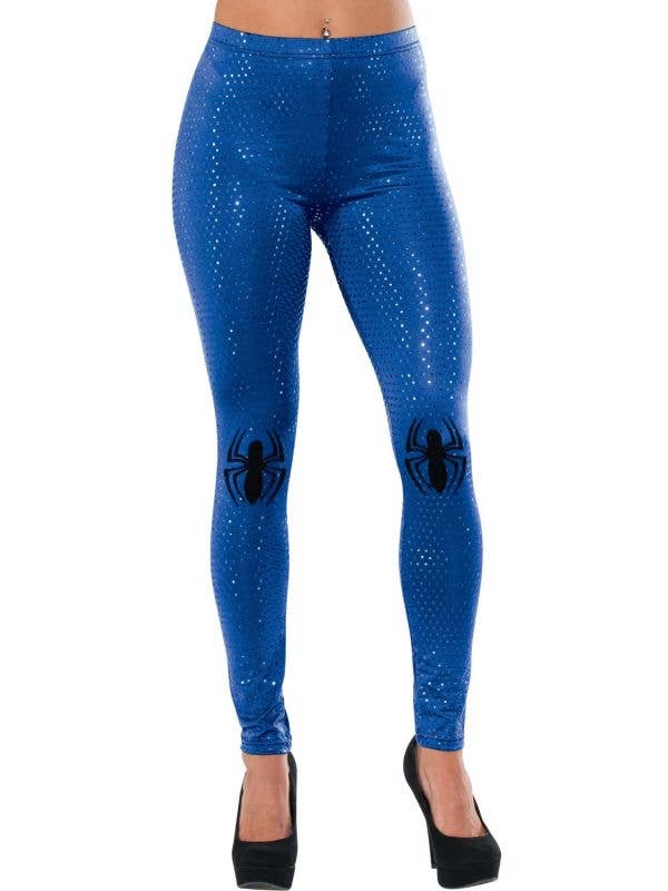 Sequined Blue Spider Girl Costume Leggings Main Image