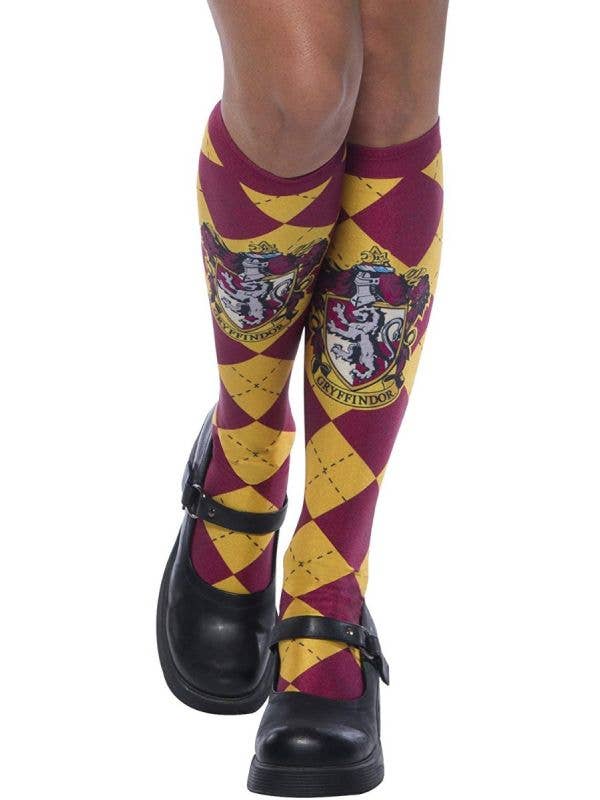 Girl's And Teen Girl's Harry Potter Gryffindor Knee High Socks Costume Accessory Main Image 1