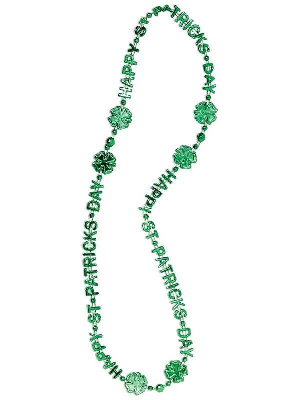 Green Metallic Happy St Patrick's Day Beaded Necklace Costume Accessory