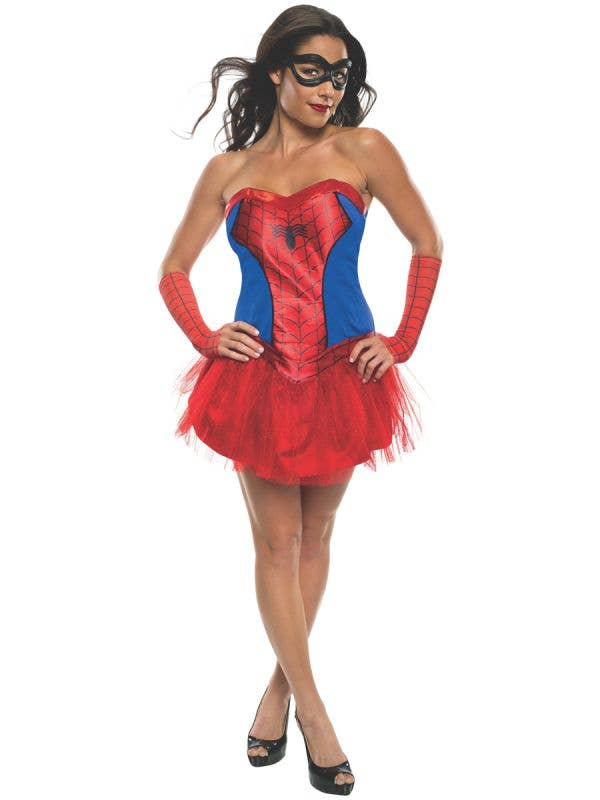 Women's Sexy Spidergirl Tutu Super Hero Fancy Dress Costume Main Image