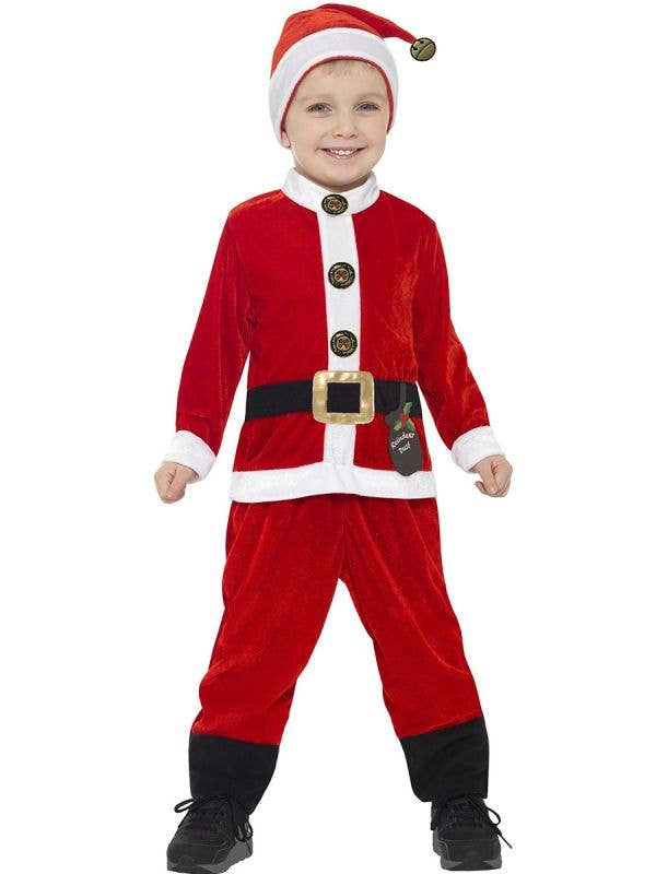 Image of Santa Cutie Toddler Boys Christmas Costume - Front View