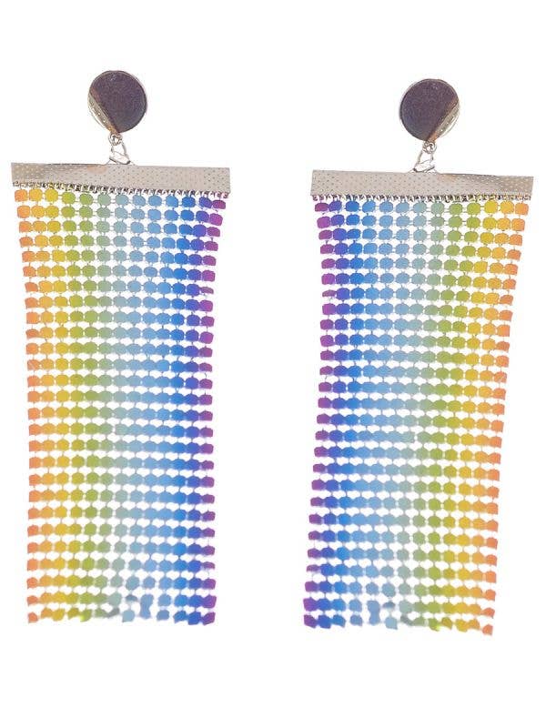 Image of 70s Rainbow Glo Mesh Costume Earrings