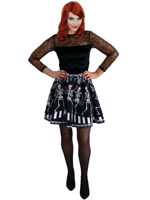 Image of Skeleton Print Women's Halloween Costume Dress
