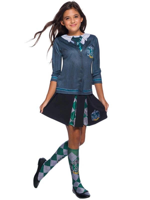 Image of Harry Potter Slytherin Girls Hogwarts Costume Top - Main Image