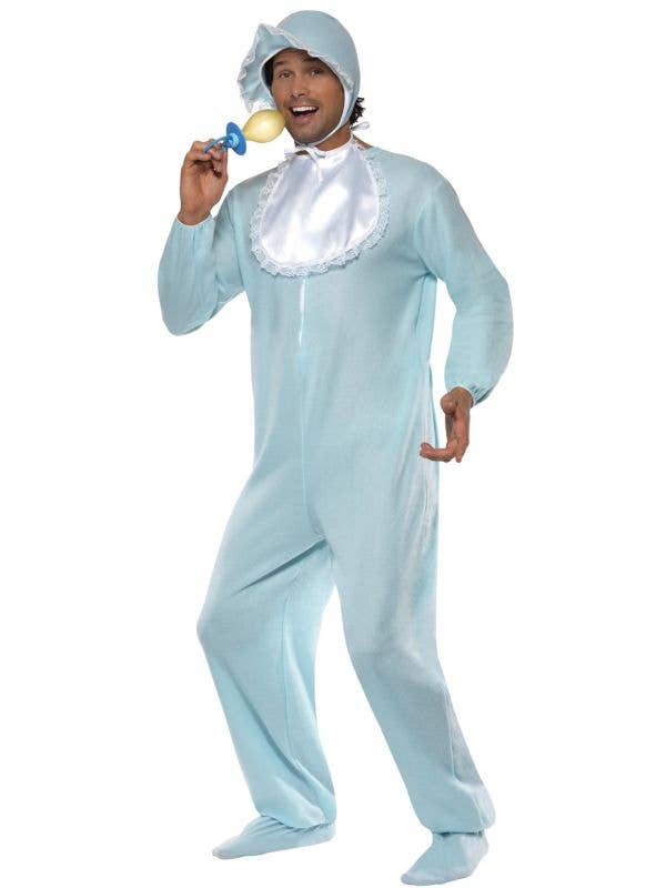 Novelty Men's Blue Baby Boy Romper Jumpsuit Costume Front View