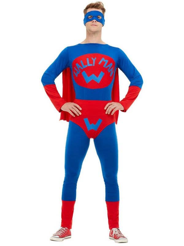 Mens Red and Blue Wallyman Costume | Wallyman Funny Superhero Costume