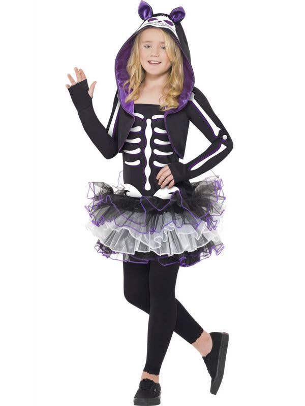 Cat Skeleton Girl's Animal Tutu Halloween Costume Front View