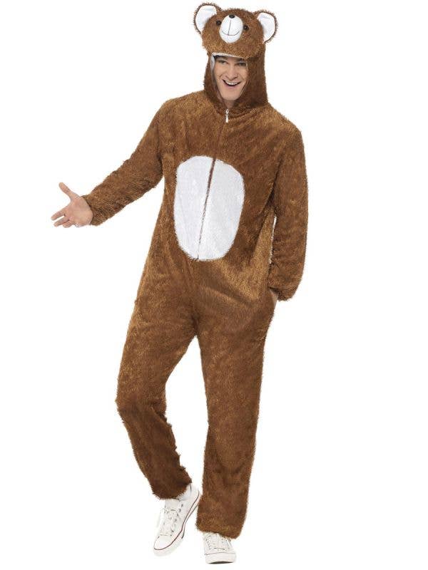Fuzzy Brown Bear Onesie Costume for Adults | Adults Bear Costume