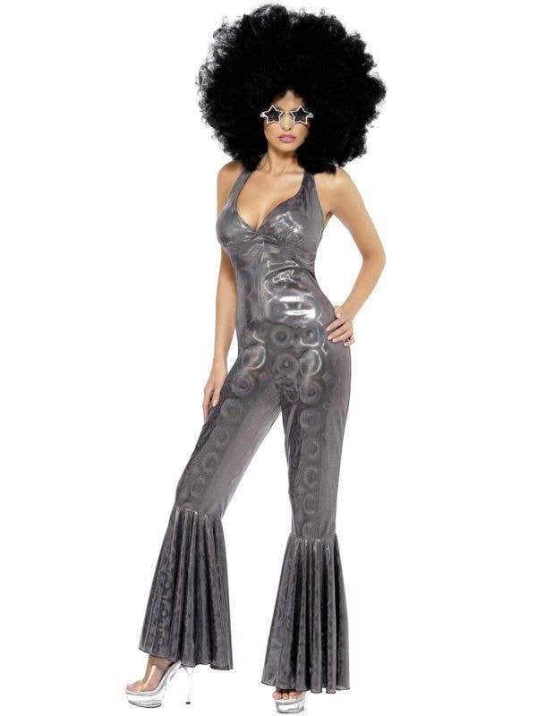 Womens Silver 70s Disco Diva Costume - Front Image