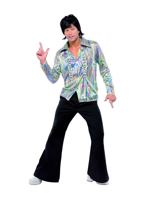 Rainbow Micro Dot Disco Costume  1970s Disco Dude Outfit for Men