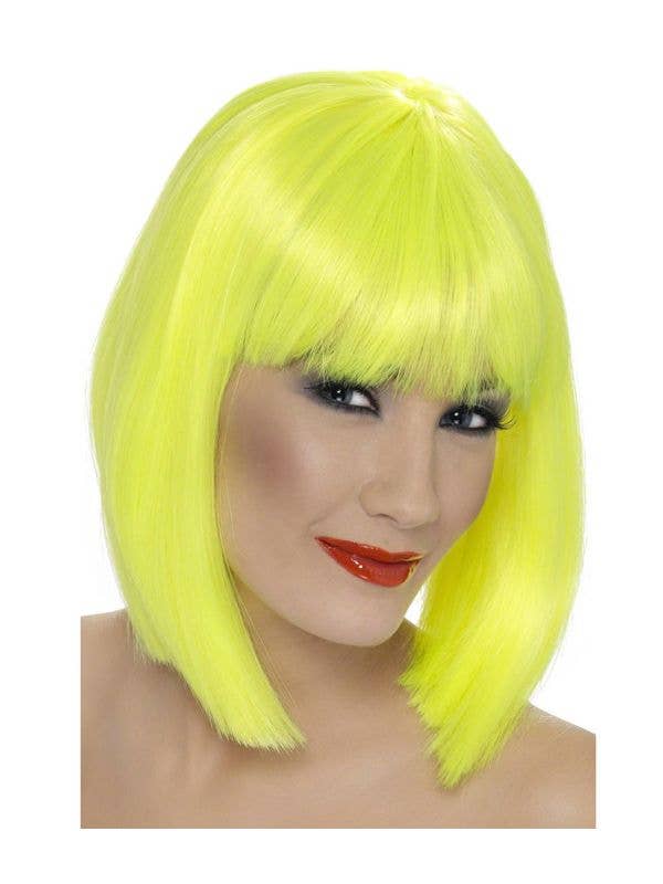 Neon Yellow Women's Bob Wig Costume Accessory