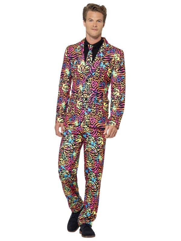 Colourful Neon Animal Print Men's Stand Out Suit Costume Image 1