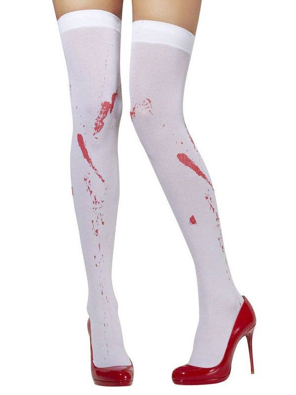 White Blood Splatter Women's Thigh High Stockings