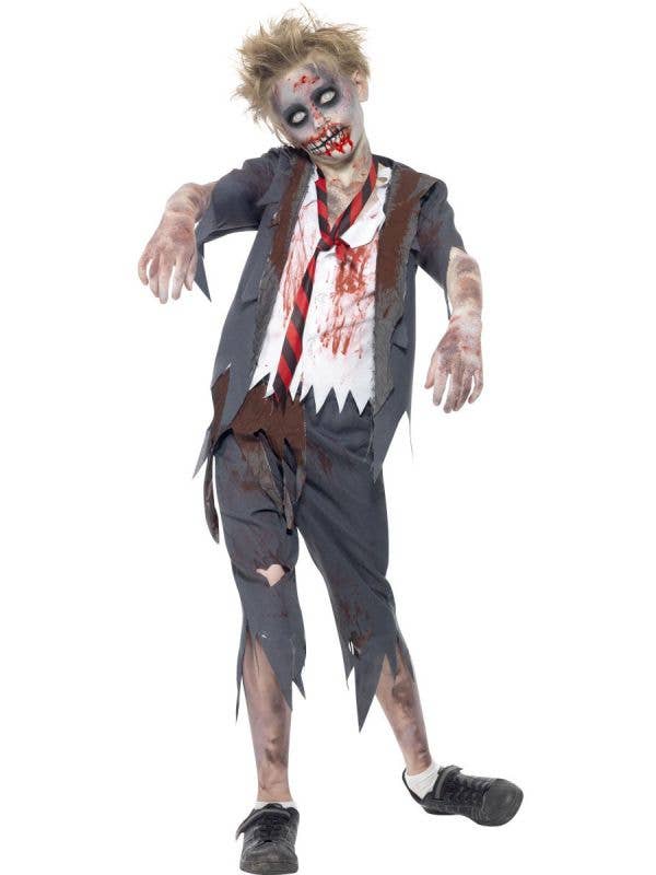Boy's School Student Zombie Halloween Costume Front View
