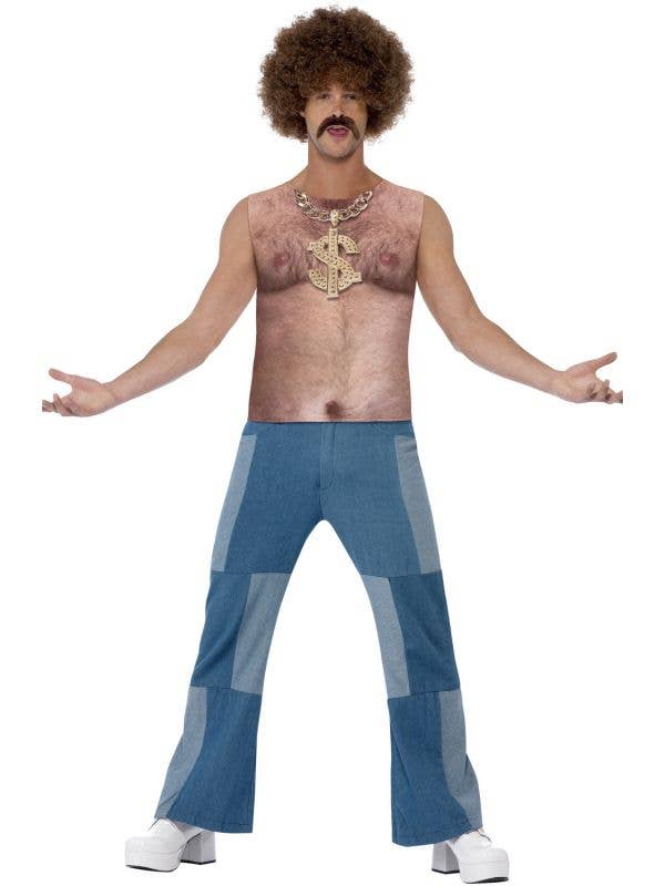 Novelty Men's Funny Realistic 70's Chest Hair Costume Top View 1