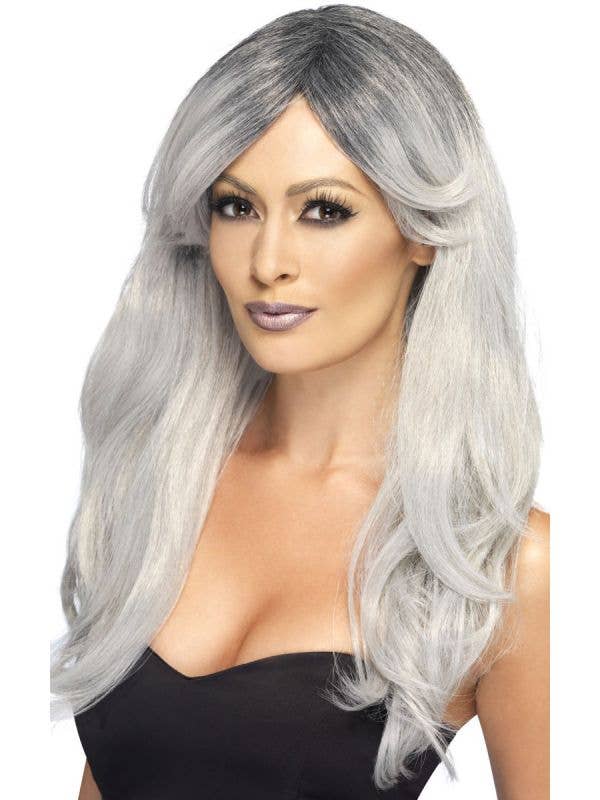 Women's Long Grey Ombre Costume Wig