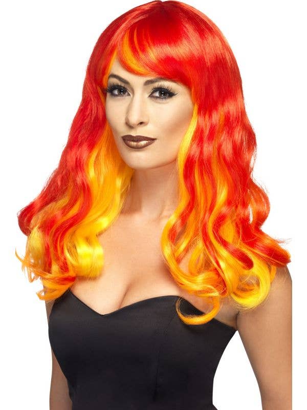 Flame Red Devil Women's Ombre Costume Wig Main Image