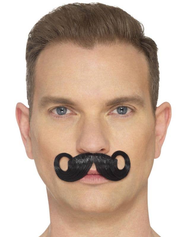 Deluxe Curled Black Costume Moustache Main Image