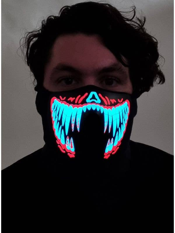 Image of Bloody Red Teeth Sound Activated Light Up Mask - Light Up Image