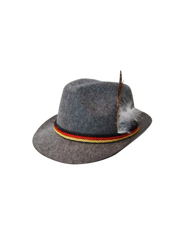 Grey Oktoberfest Hat with Attached Feather for Adult's