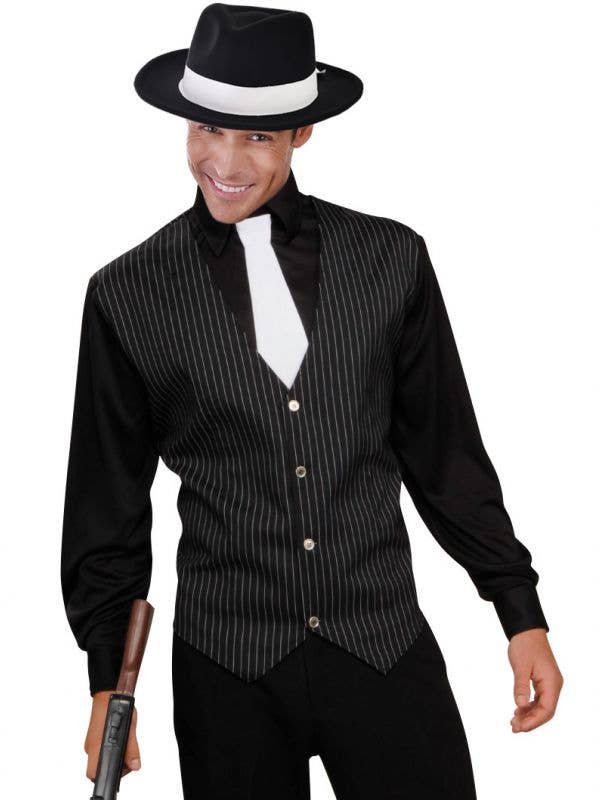 Pinstripe 1920's Men's Gangster Shirt | Men's Gangster Costume Shirt