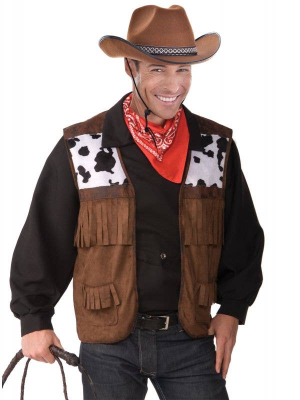 Plus Size Men's Wild West Cowboy Costume Vest - Main Image
