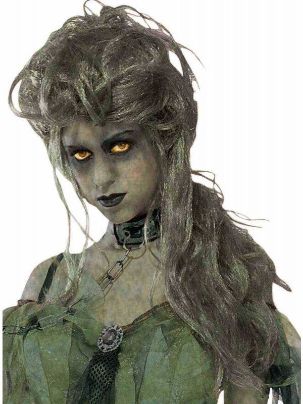 Zombie Lady Green And Grey Grave Rot Costume Wig