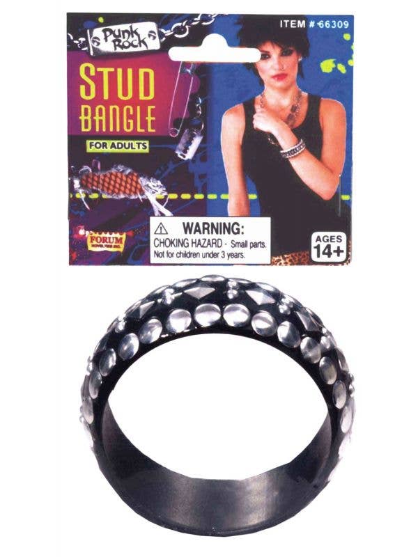 Studded Black And Silver Punk Rock 80's Women's Bangle Costume Accessory Main Image
