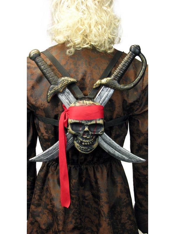 Skull Pirate Cutlass  Wearable Weapon Pack Adults Costume Accessory