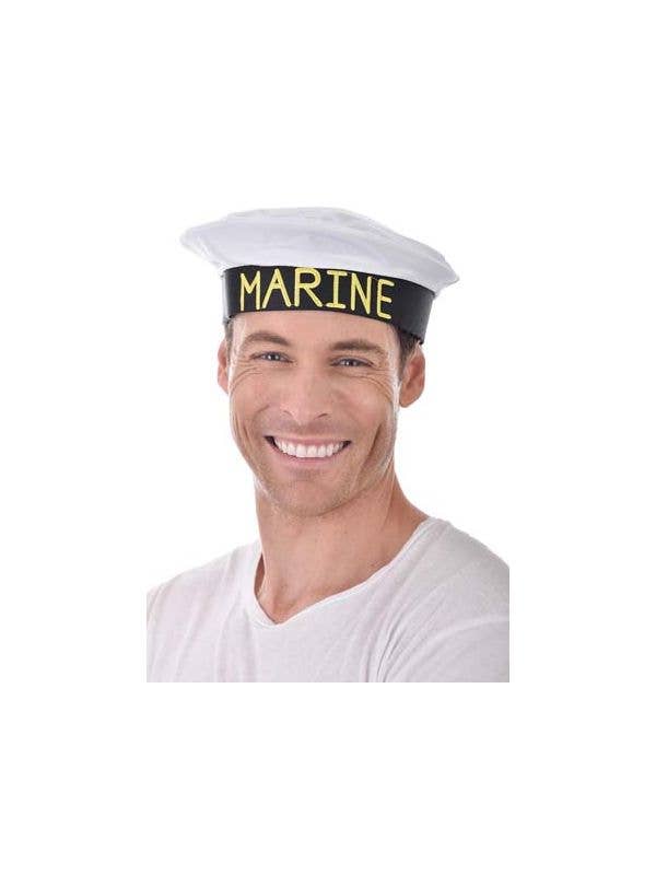 Adult's White and Black Marine Sailor's Costume Hat