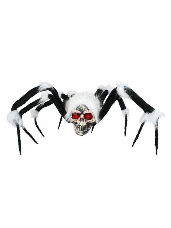 Large Black and White Light Up Spider Decoration with Skull