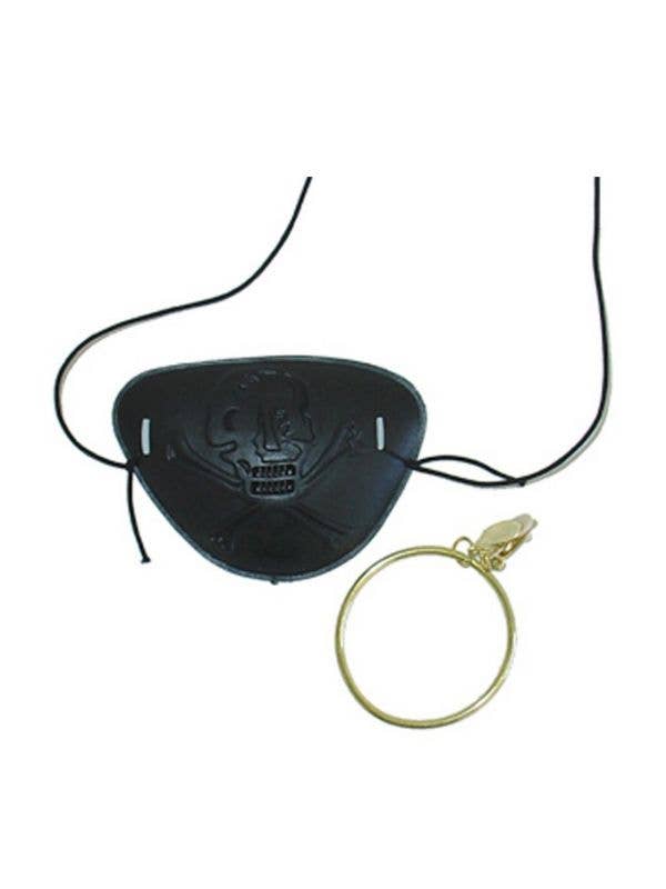 Black pirate eye patch and earring accessory set.