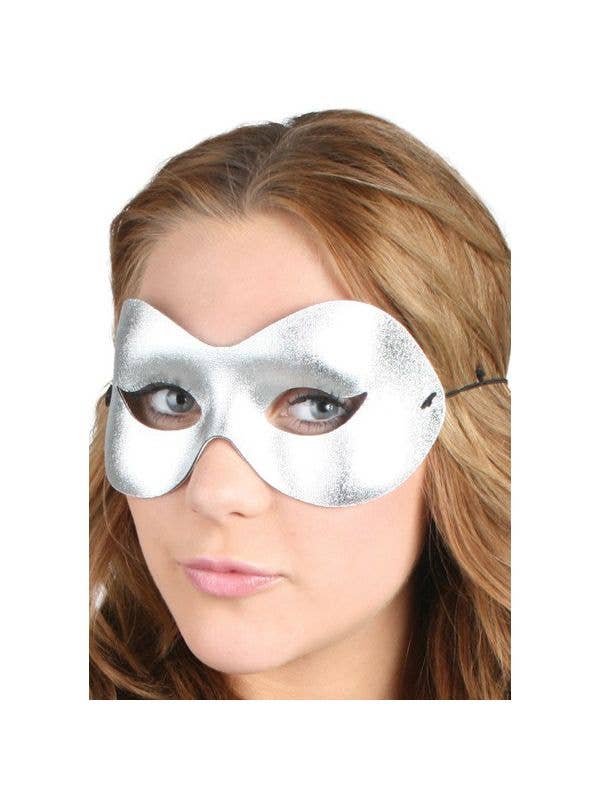 Image of Cat Eye Silver Womens Masquerade Mask