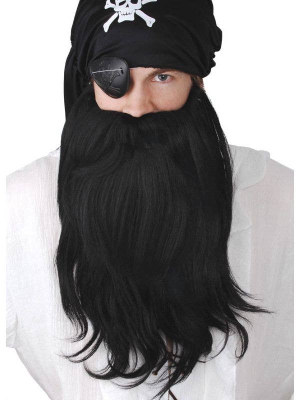 Long Black Bushy Pirate Men's Costume Beard