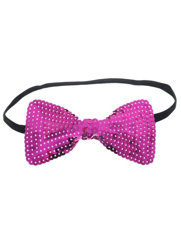 Image of Sequinned Pink Bow Tie Costume Accessory