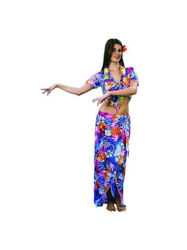 Image of Hawaiian Womens Floral Fancy Dress Costume