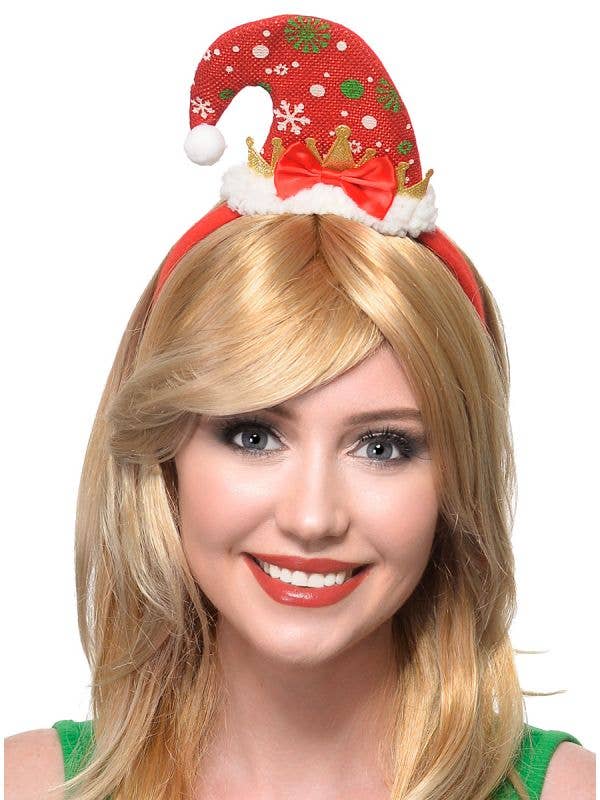 Mini Red Santa Hat on Headband