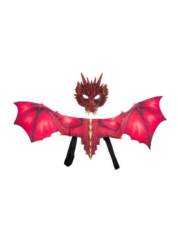 Red Dragon Kid's Halloween Foam Mask And Fabric Wings Costume Accessory Kit Main Image