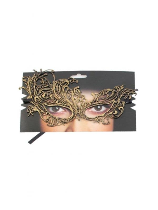Gold Lace Women's Asymmetrical Over Eye Masquerade Mask