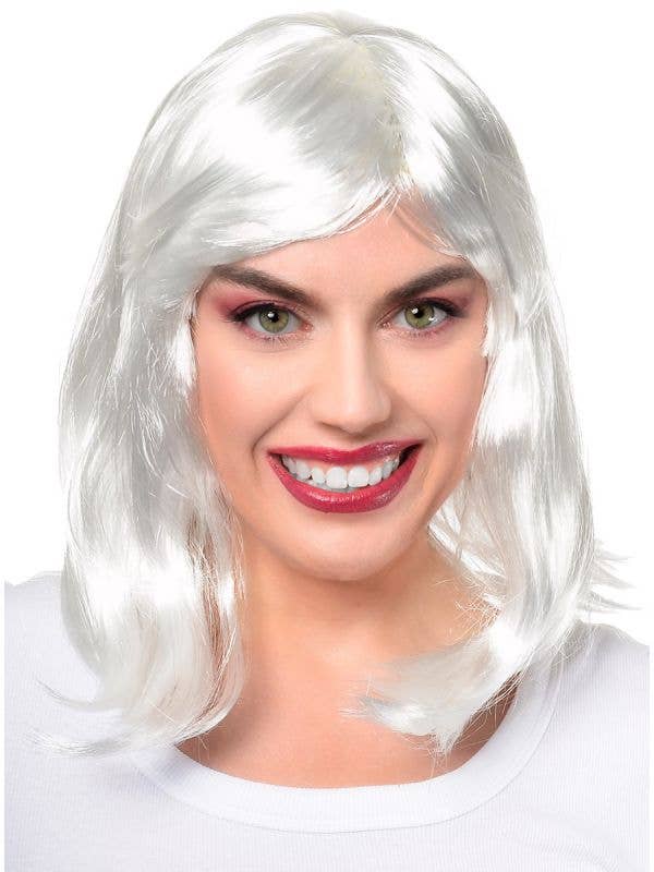 Womens Mid Length Bob Costume Wig with Side Fringe