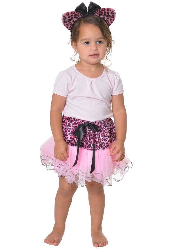 Toddler Pink and Black Leopard Print Fluffy Tutu with Leopard Ears Costume Set
