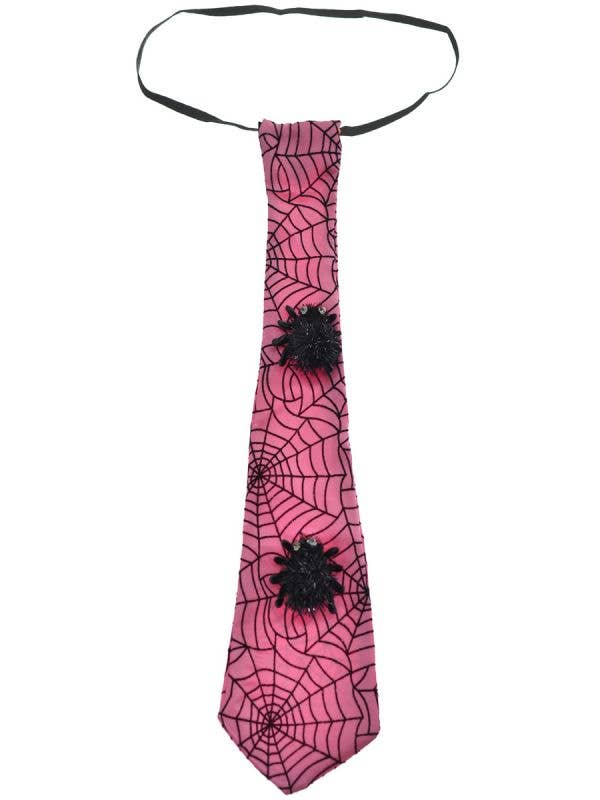 Novelty Pink Satin Spider Web Halloween Costume Accessory Neck Tie