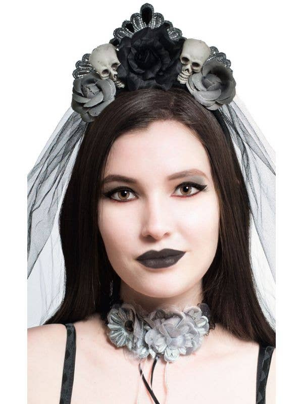 Gothic Flower Choker Corpse Bride Vampire Costume Accessory Main Image