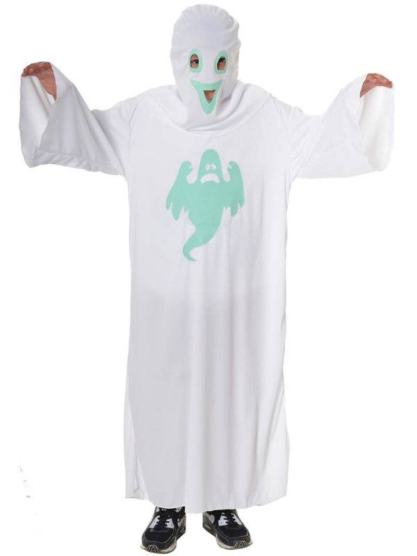 Kid's Glow in the Dark White Sheet Scary Ghost Halloween Costume Main Image