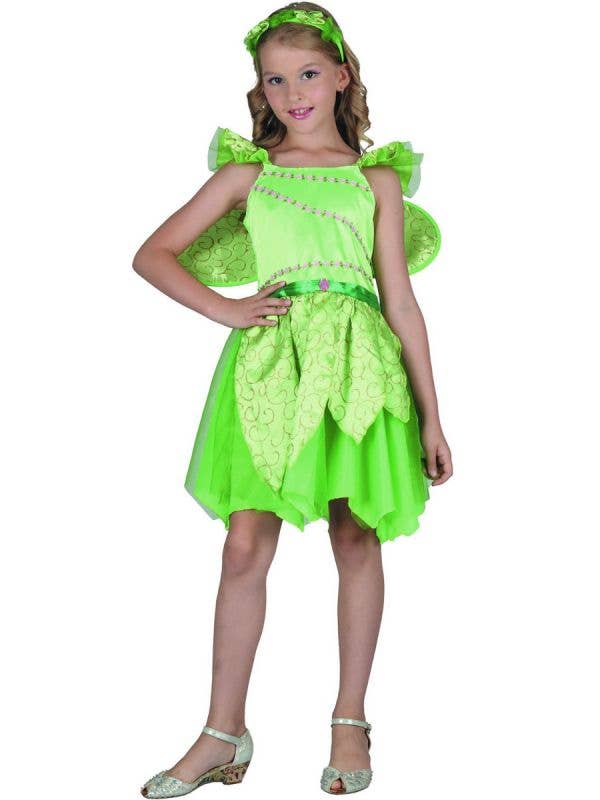 Green Woodland Fairy Girls Costume Main Image