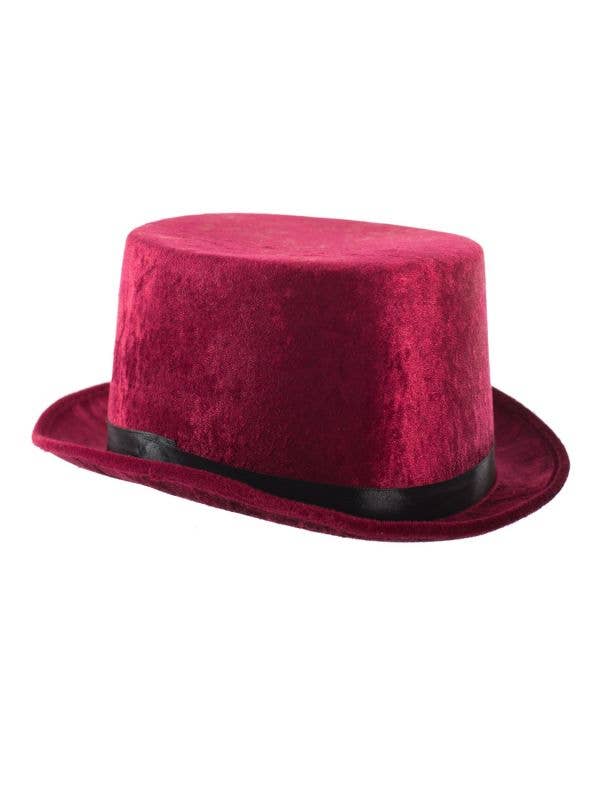 Crushed Velvet Burgundy Maroon Top Hat for Adults Main Image