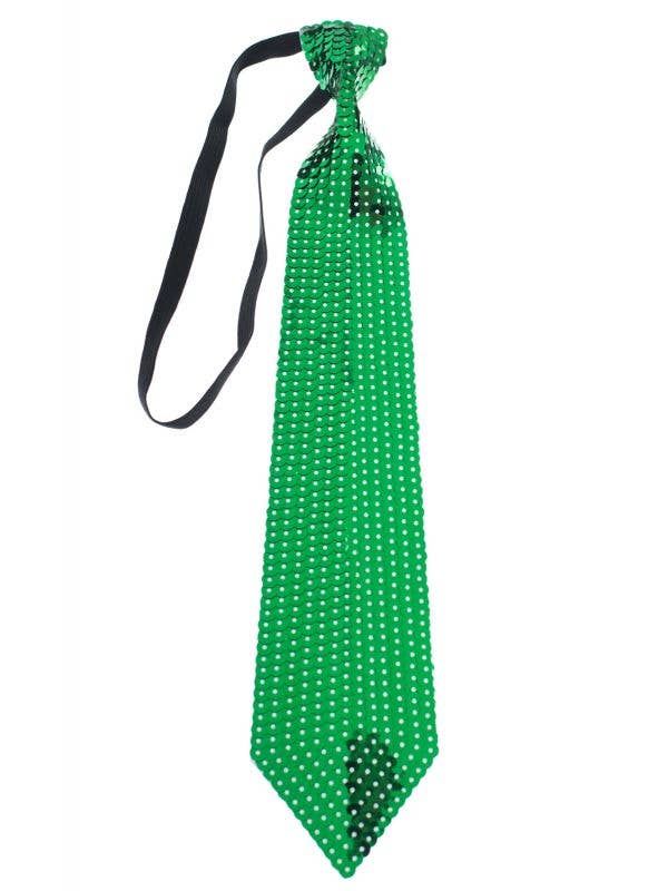 Green St Patricks Day Sequined Costume Tie with Elastic Costume Accessory