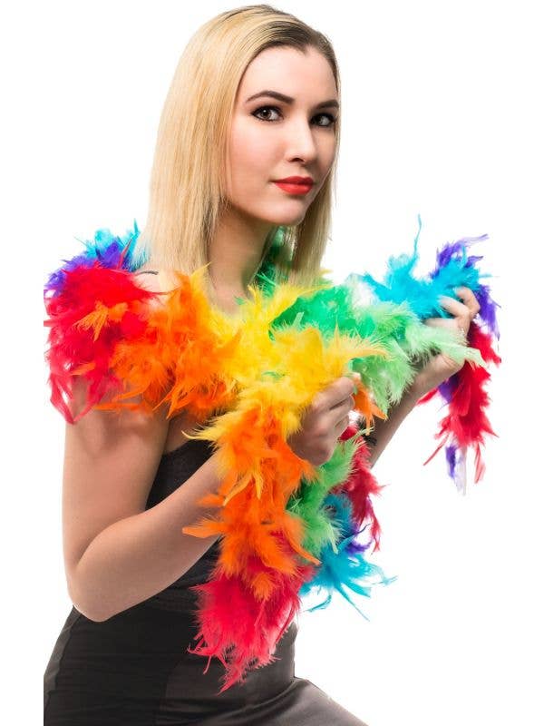 Vibrant Colourful Rainbow Feather Boa Main Image